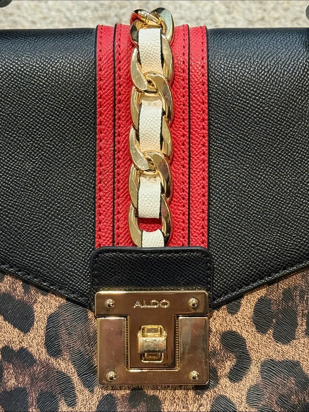 Aldo Black & White Leopard Purse w/ Scarf